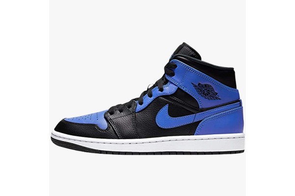 Buy Jordan 1 Mid Hyper Royal Tumbled Leather 554724-077 Shoes