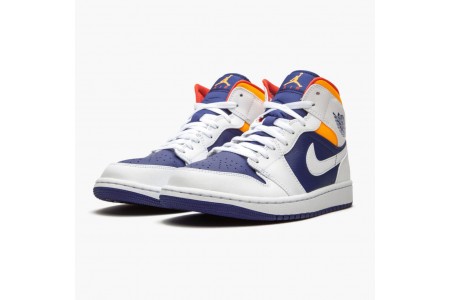 Latest Jordan 1 Mid Royal Blue Laser Orange 554724-131 Shoes