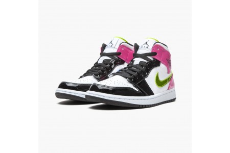 New Jordan 1 Mid White Black Cyber Pink CZ9834-100 Shoes