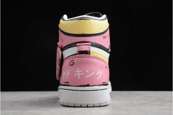 New Air Jordan 1 GS High Pink White Black Yellow Womens 556298 009 