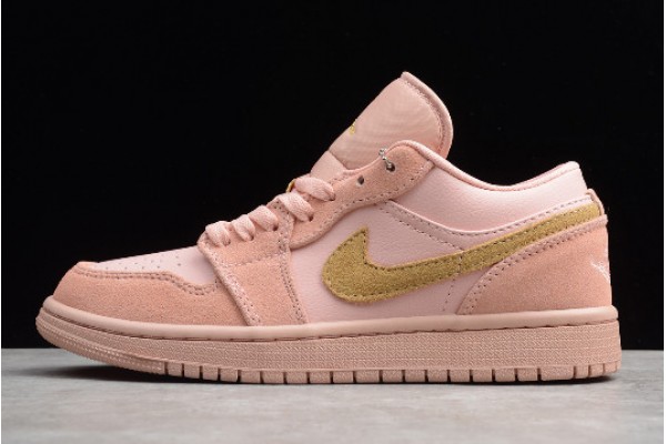 Fashion Air Jordan 1 Low GS Coral Stardust Pink Club Gold Womens CJ9216 676 