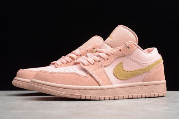 Fashion Air Jordan 1 Low GS Coral Stardust Pink Club Gold Womens CJ9216 676 