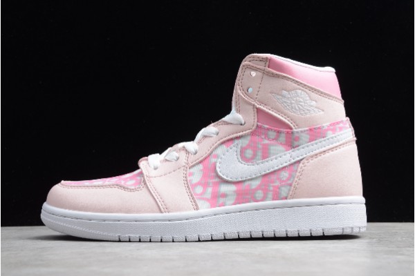 Newest Air Jordan 1 Mid GS Deadly Pink Grey Fog White Womens 555112 100 