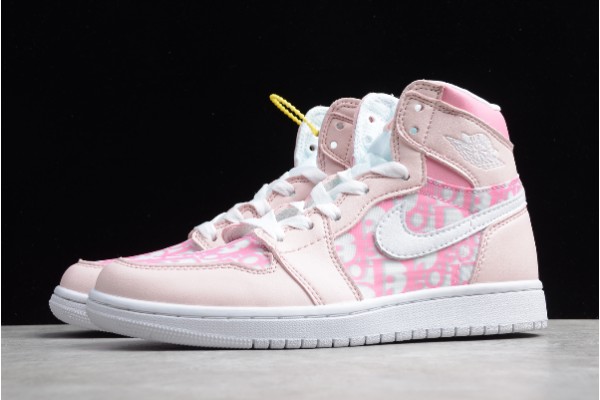 Newest Air Jordan 1 Mid GS Deadly Pink Grey Fog White Womens 555112 100 