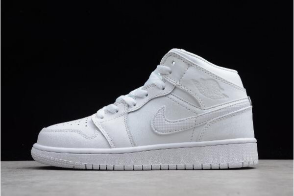 New Air Jordan 1 Mid GS White Pure Platinum Womens 554724 104 