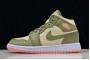 2021 Air Jordan 1 Mid Trooper Bleached Coral Light Orewood Brown Womens 555112 225 