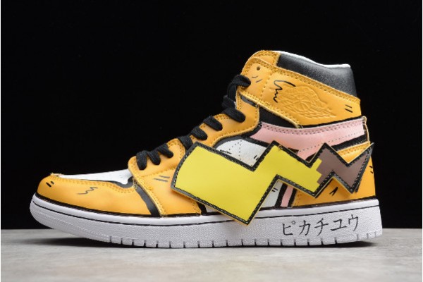 New Air Jordan 1 AJ1 Mid DIY Pikachu Custom Youth 556298 001 