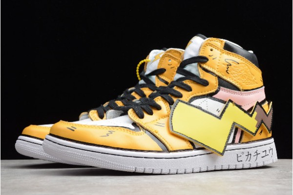 New Air Jordan 1 AJ1 Mid DIY Pikachu Custom Youth 556298 001 