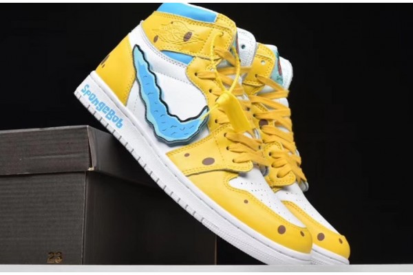 Buy Air Jordan 1 AJ1 SpongeBob Yellow White Blue Youth 556298 002 