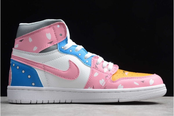 Fashion Air Jordan 1 High Pink White Blue Womens 554725 084 