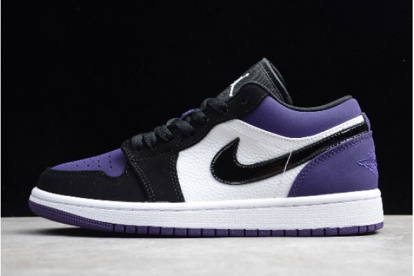 Latest Air Jordan 1 Low Court Purple Black White Youth 553558 125 