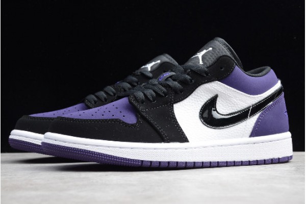 Latest Air Jordan 1 Low Court Purple Black White Youth 553558 125 