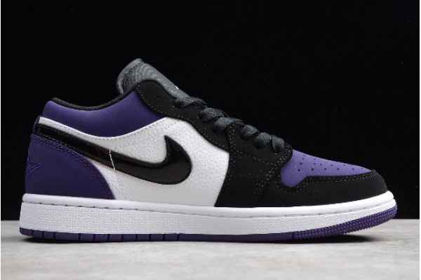 Latest Air Jordan 1 Low Court Purple Black White Youth 553558 125 