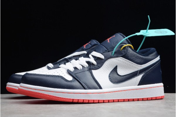 Newest Air Jordan 1 Low Obsidian Ember Glow White Mens 553558 481 