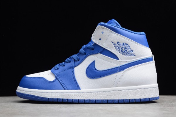 Buy Air Jordan 1 Mid AJ1 White Hyper Royal Youth 554724 114 