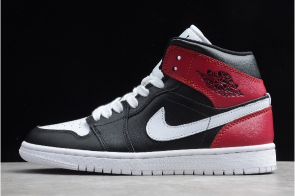 Fashion Air Jordan 1 Mid Black White Noble Red BQ6472 016  