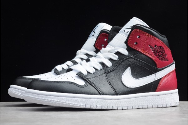 Fashion Air Jordan 1 Mid Black White Noble Red BQ6472 016  