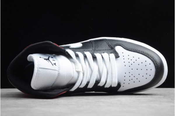 Fashion Air Jordan 1 Mid Black White Noble Red BQ6472 016