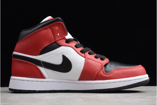 2021 Air Jordan 1 Mid Chicago Black Toe Black Gym Red White Mens 554724 069 