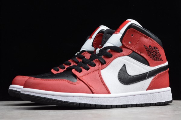 2021 Air Jordan 1 Mid Chicago Black Toe Black Gym Red White Mens 554724 069 