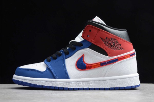 Newest Air Jordan 1 Mid Releasing With Multicolored Embroidered Swooshes Youth 852542 146 