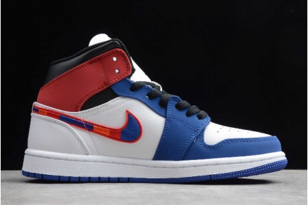 Newest Air Jordan 1 Mid Releasing With Multicolored Embroidered Swooshes Youth 852542 146 
