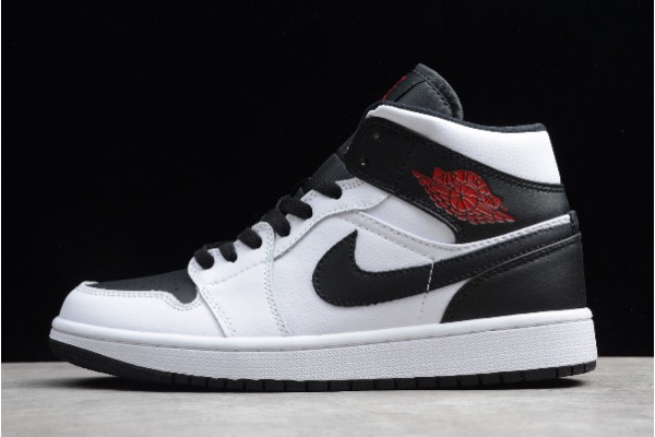 2021 Air Jordan 1 Mid Reverse Black Toe White Black Gym Red BQ6472 101 