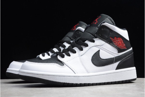 2021 Air Jordan 1 Mid Reverse Black Toe White Black Gym Red BQ6472 101 