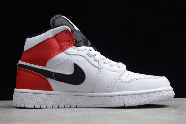 Newest Air Jordan 1 Mid White Black Gym Red Mens 554724 116 