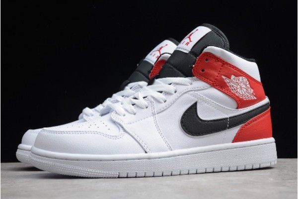 Newest Air Jordan 1 Mid White Black Gym Red Mens 554724 116 