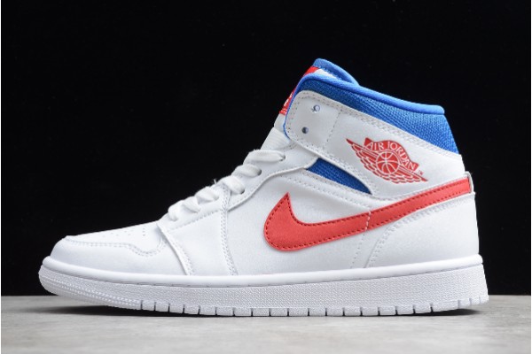 2021 Air Jordan 1 Mid White University Red Game Royal Womens 6472 164 