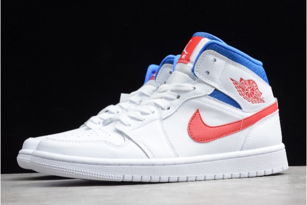 2021 Air Jordan 1 Mid White University Red Game Royal Womens 6472 164 