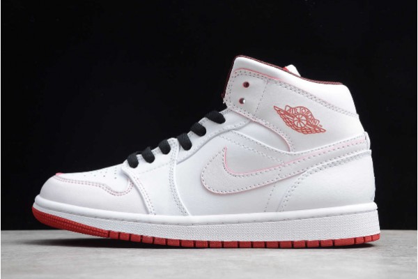 2021 Air Jordan 1 Retro Mid White Gym Red Youth 554724 103 