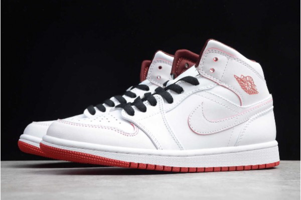 2021 Air Jordan 1 Retro Mid White Gym Red Youth 554724 103 