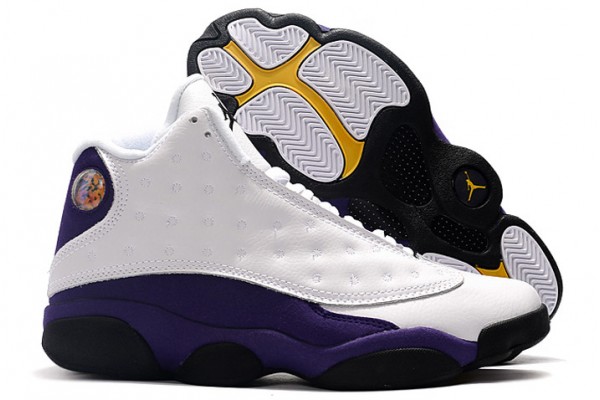 2021 Air Jordan 13 Lakers White Black Court Purple University Gold For Sale 414571 105 