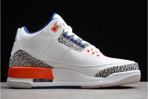 Cheap Air Jordan 3 Knicks White Old Royal University Orange Tech Grey For Sale Men 136064 148 