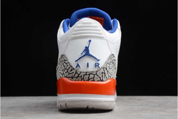 Cheap Air Jordan 3 Knicks White Old Royal University Orange Tech Grey For Sale Men 136064 148 