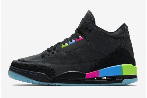 Newest Air Jordan 3 Quai 54 Black Electric Green Infrared 23 Black Womens AT9195 001 