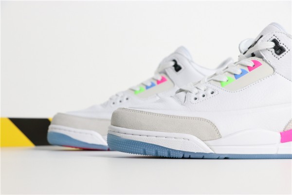 2021 Air Jordan 3 Quai 54 Electric Green Infrared White Mens AT9195 111 