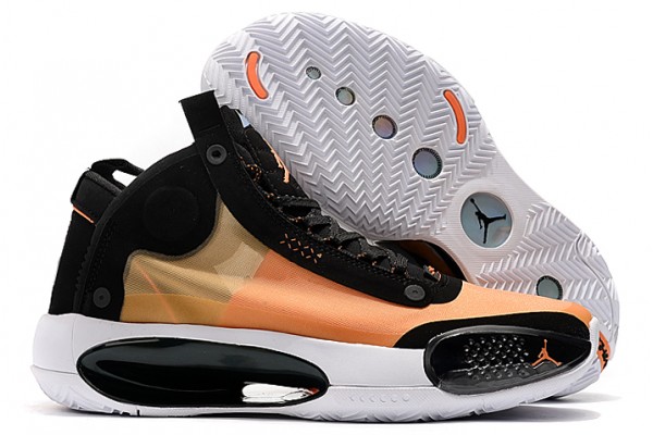 Newest Air Jordan 34 Amber Rise Black Sail Metallic Silver For Sale Men BQ8394 100 