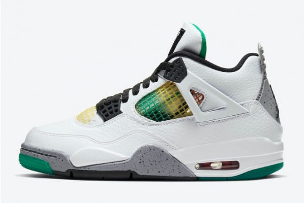 Best Air Jordan 4 IV Retro Rasta Lucid Green White AJ4 Basketball Shoes Mens AQ9129 100 