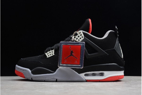 New Air Jordan 4 Retro Bred Black Red Mens 308497 089 