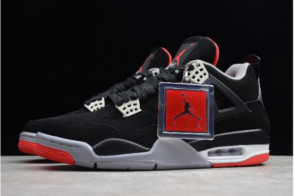 New Air Jordan 4 Retro Bred Black Red Mens 308497 089 