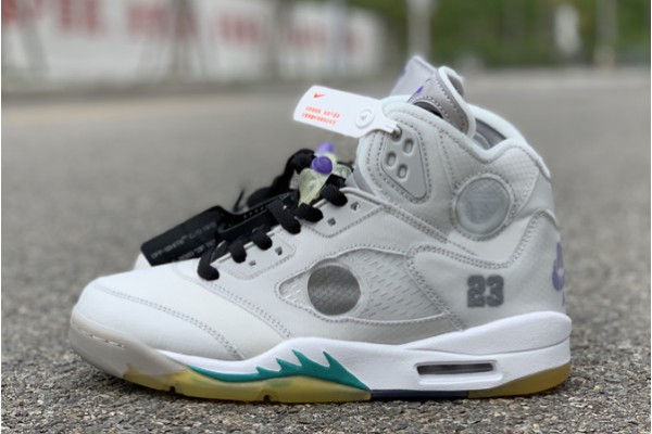 Fashion Air Jordan 5 Grey Green White CT8480 105 Men CT8480 105 