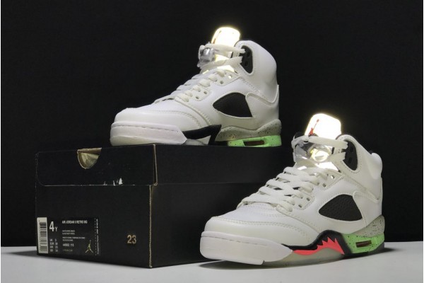 Cheap Air Jordan 5 Retro Poison Green White Infrared 23 Light Poison Green Black Youth 136027 115 