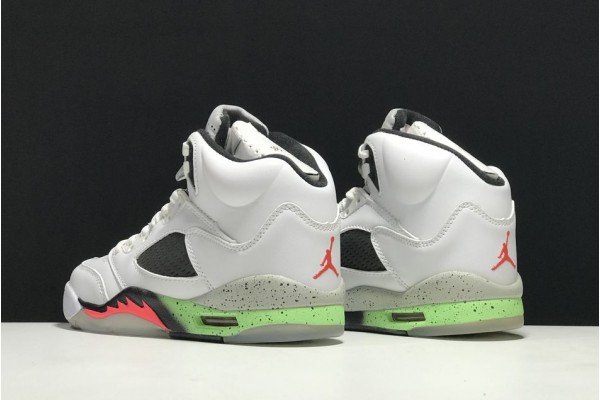 Cheap Air Jordan 5 Retro Poison Green White Infrared 23 Light Poison Green Black Youth 136027 115 