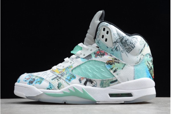 Hot Air Jordan 5 V Retro Wings White Aqua Multi Color AJ5 Basketball Shoes Men AV2405 900 