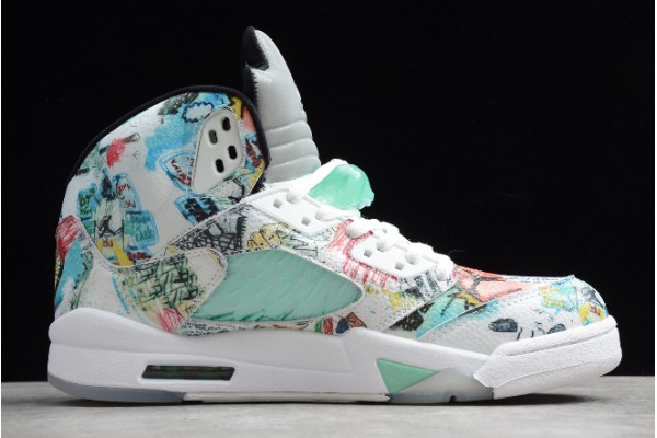 Hot Air Jordan 5 V Retro Wings White Aqua Multi Color AJ5 Basketball Shoes Men AV2405 900 