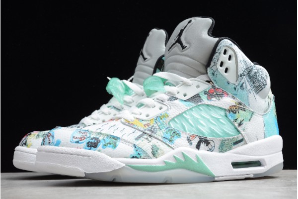 Hot Air Jordan 5 V Retro Wings White Aqua Multi Color AJ5 Basketball Shoes Men AV2405 900 