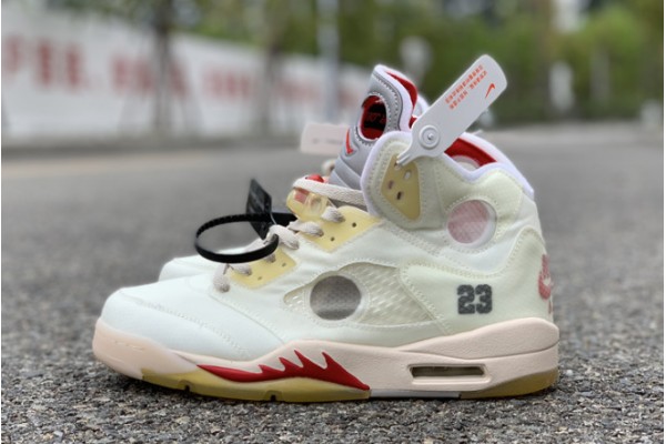 2021 Air Jordan 5 White Fire Red For Sale Men CT8480 002 